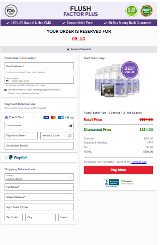 Flush Factor Plus order page
